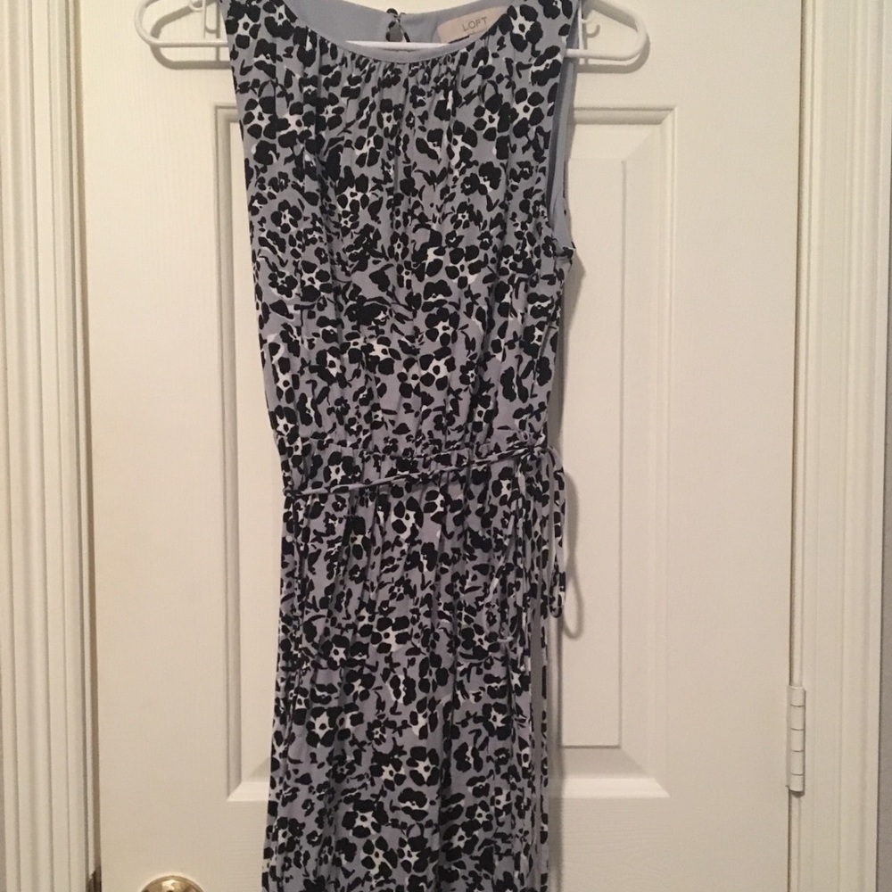 Loft black flower print shirt dress